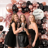 132Pcs Rose Gold Black Balloon Arch Kit for Wedding Graduation Baby Shower Party