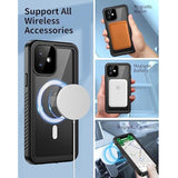 For Iphone 12 Magnetic Case, [Compatible With Magsafe] Ip68 Waterproof Dustproof Case With Built-In Screen Protector, Full Body Shockproof Protective Phone Cover For Iphone 12 6.1 Inch -Black