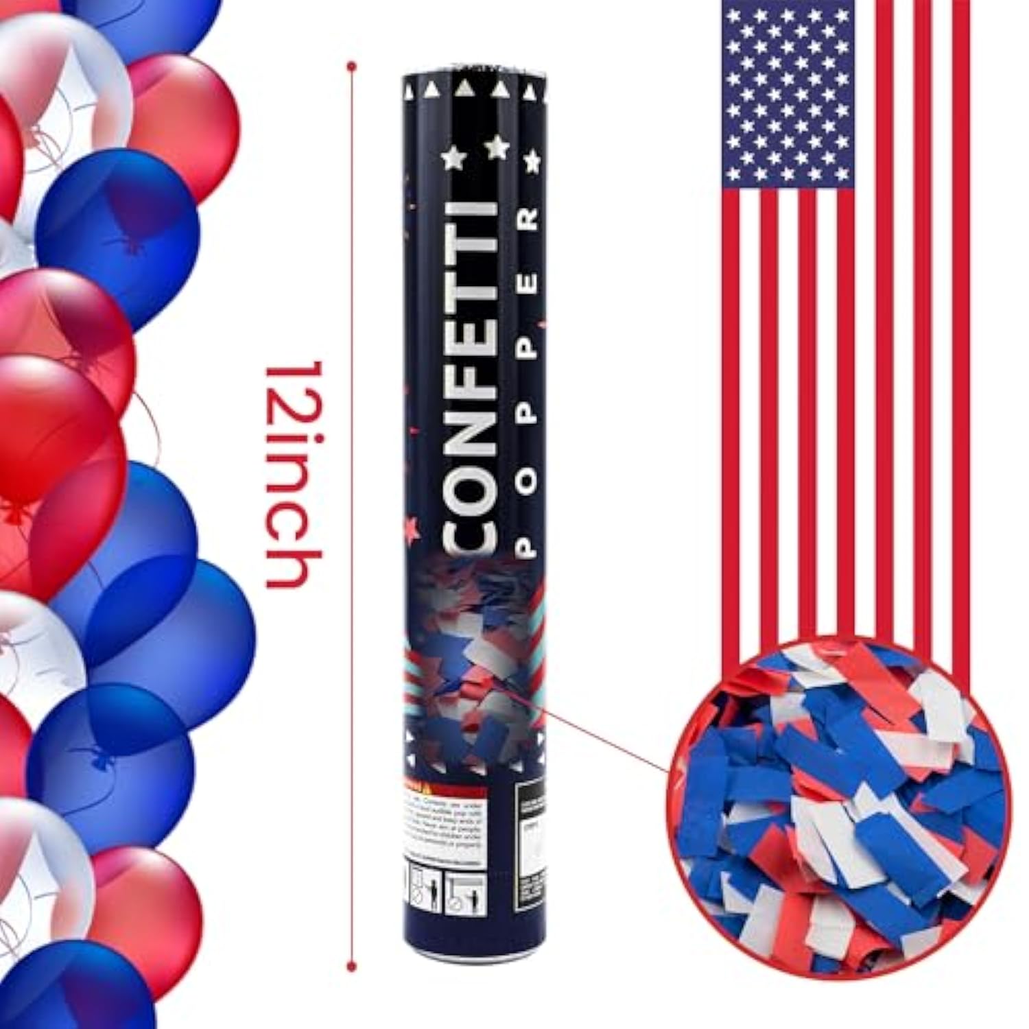 12pcs Multicolor Biodegradable Confetti Cannons 12in Party Popper Decor