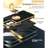 Moto G Play 2024 Case 360° Magnetic Ring Stand Shockproof TPU Black Rose Gold