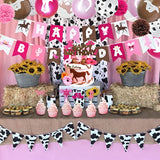 Pink Cowgirl Birthday Party Decor – Western Rodeo Theme with Banner, Balloons, Garland & Toppers