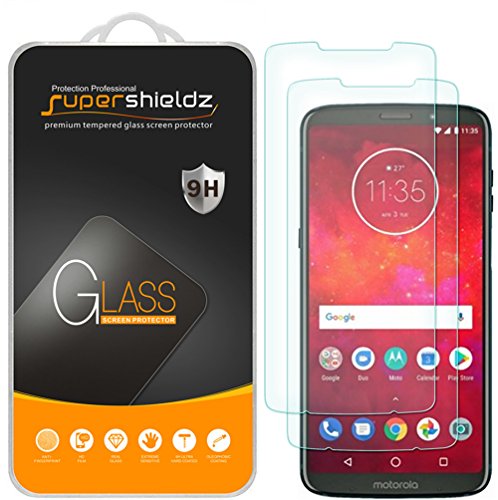 (2 Pack) Designed for Motorola Moto Z3 and Moto Z3 Play Tempered Glass Screen Protector, Anti Scratch, Bubble Free