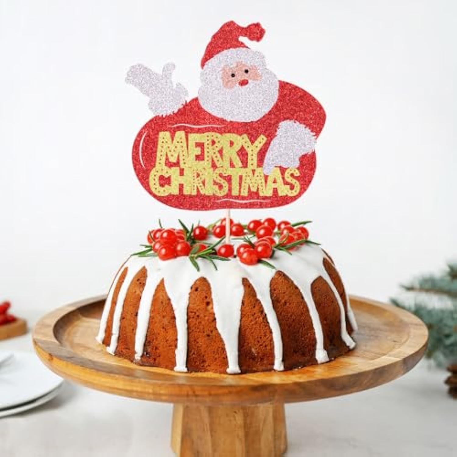 Merry Christmas Cake Toppers for Holiday and New Year Party Decorations