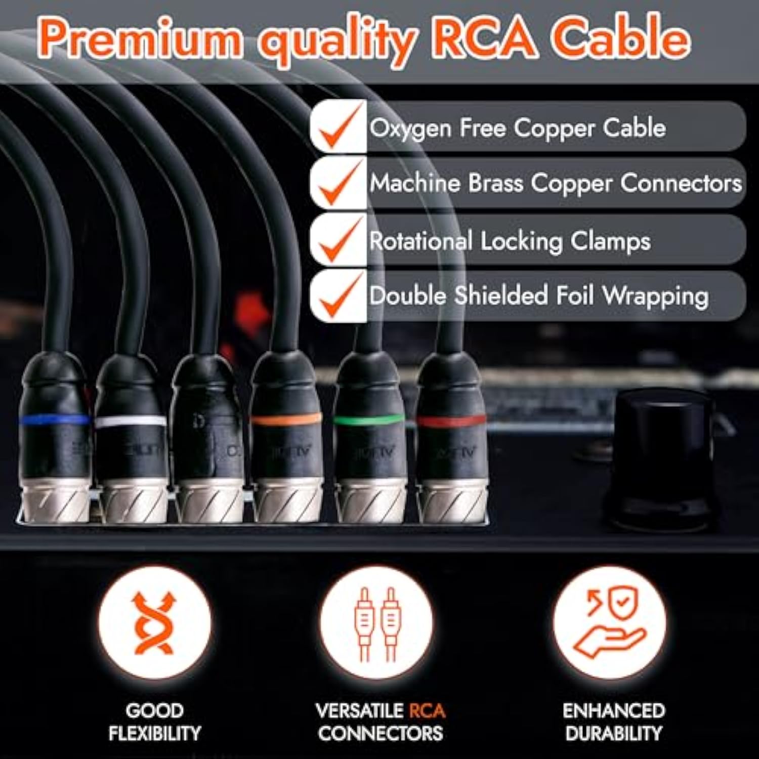 Premium Series 100% Ofc Copper Rca Interconnects Stereo Cable, 6 Channel 17' C
