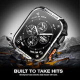 Metal Rugged Case For Apple Watch 44Mm Case, Shockproof Protective Case Bumper Full-Metal Bezel 9H Tempered Glass Screen Protector Cover For Iwatch 6 5 4 Se