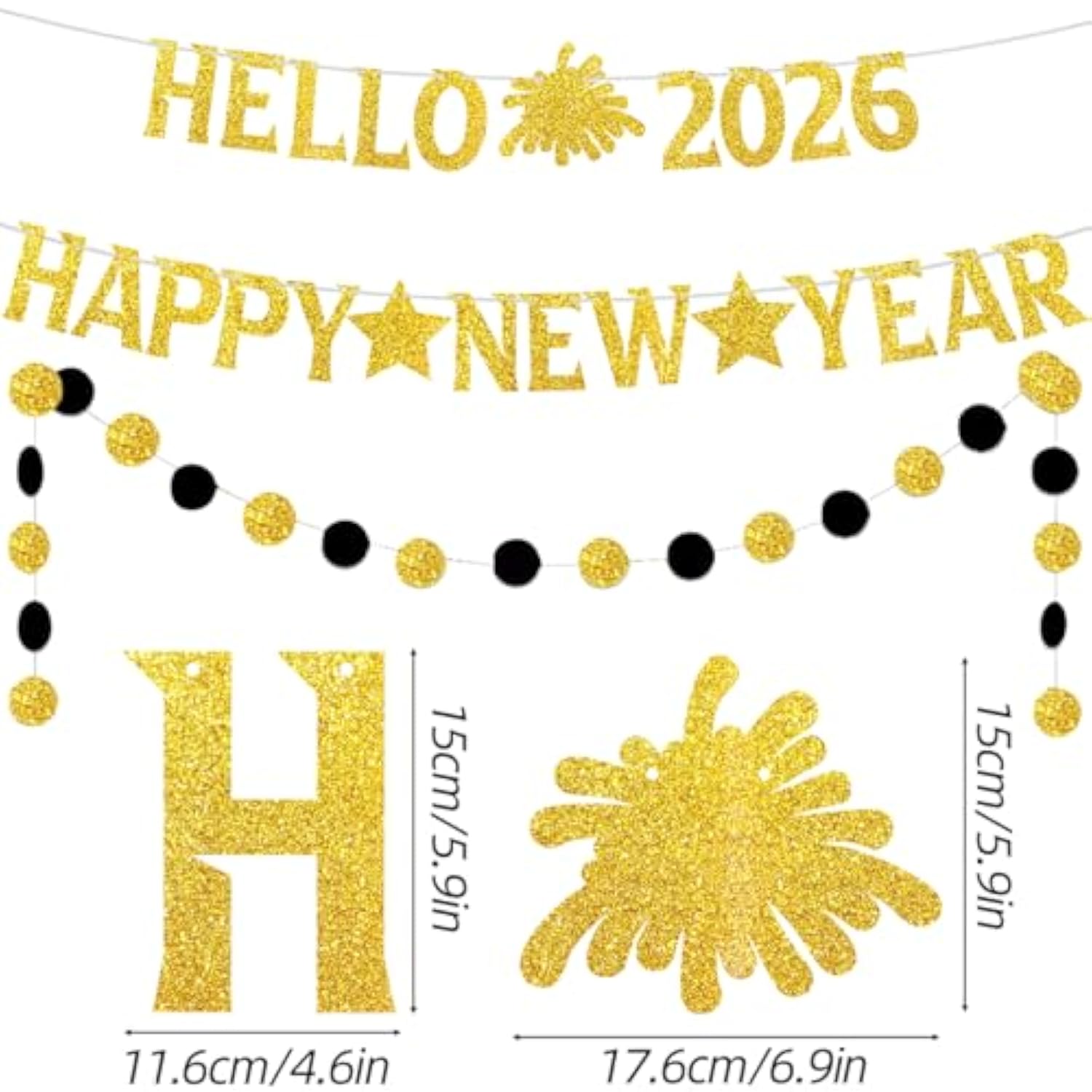 Happy New Year 2026 Banner for New Year's Eve Party Decorations