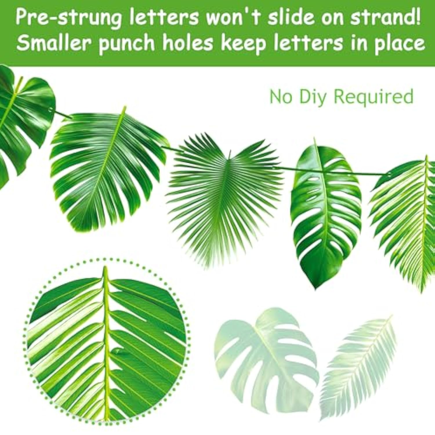 Tropical Party Banners Decorations Palm Leaf Garlands Green Hawaiian Luau Party Decorations Green Leaves Theme Banners For Summer Jungle Theme Party Baby Shower Supplies