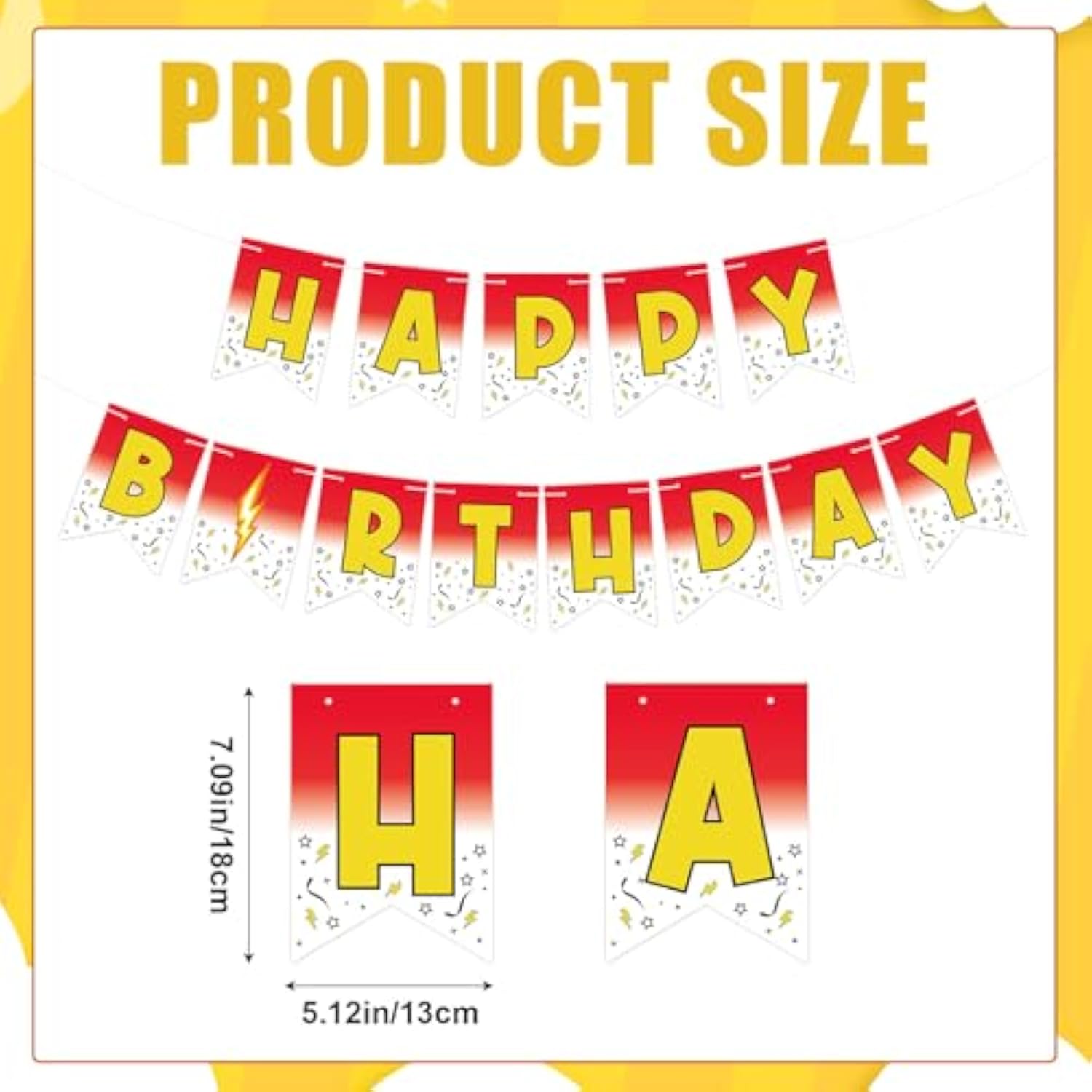 Anime Birthday Banner, Pre-Strung Red White And Yellow Cartoon Birthday Party Banner For Anime Theme Party Decorations No Assembly Required