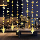 Glitter Gold Star Circle Dot Garland 30 Feet Twinkle Gold Star Circle Dot Ceiling Hanging Banner Backdrop For Birthday Wedding Baby Shower Graduation Disco Party Decorations