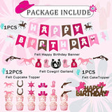 Pink Cowgirl Birthday Party Decor – Western Rodeo Theme with Banner, Balloons, Garland & Toppers