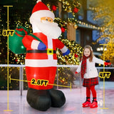 8 Ft Christmas Inflatable Santa Outdoor Decoration With Gift Bag, Giant Santa Carrying Gift Bag With Built-In Led Lights