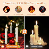 Window Candles, 12 Pack Flameless Christmas Window Candle With 2 Remote Timers, Battery Operated Window Candles With Candle Holders & Suction Cups For Christmas Decoration
