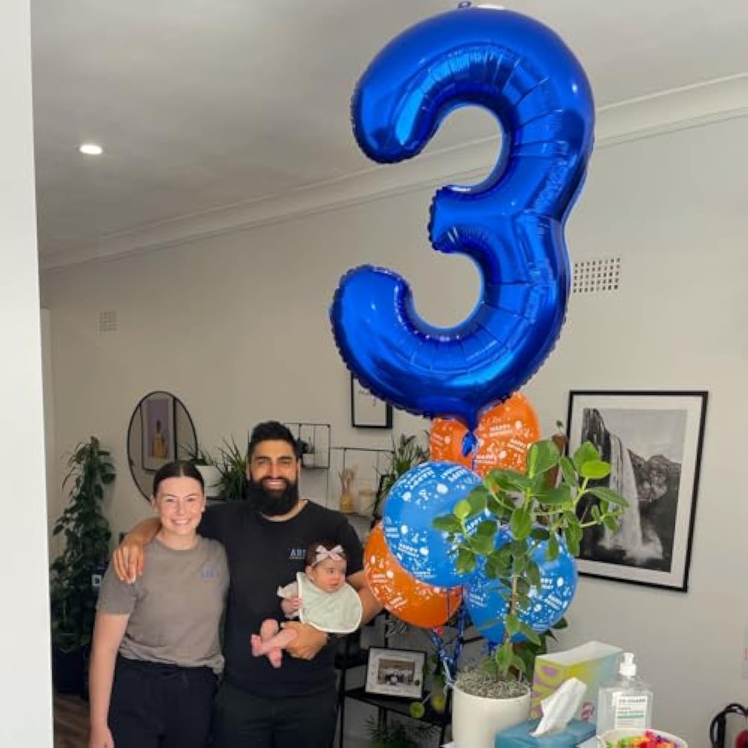 Metallic Blue Number 3 Balloon 40 Inch, 3 Balloon Number, 3Rd Birthday Decorations, Navy Blue Party Supplies For Boys Girls