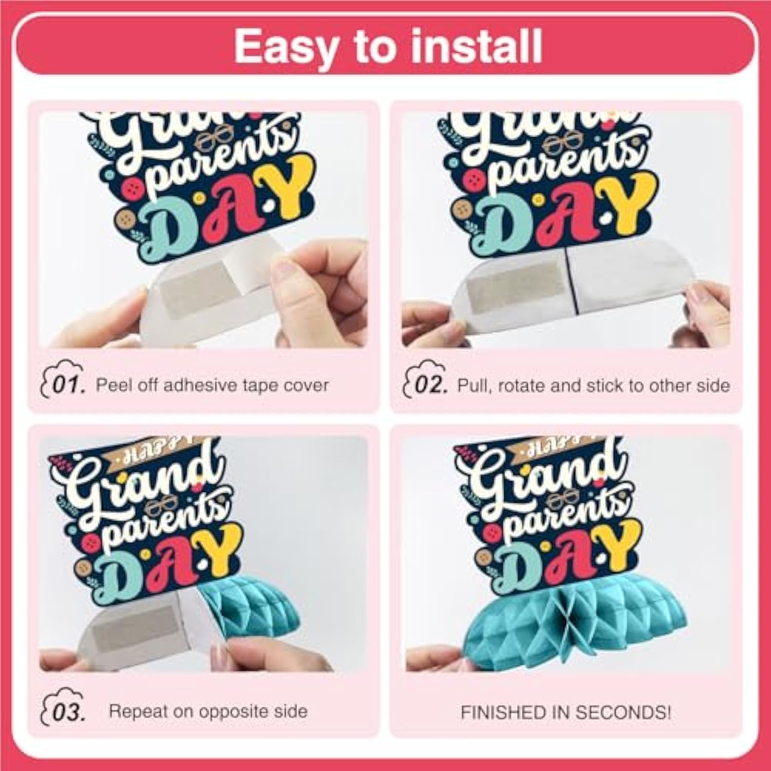 12Pcs Grandparents Day Decorations Honeycomb Centerpieces, Happy Grandparents Day Decorations For Table, Happy Grandparents Day Table Decorations Grandma And Grandpa Party Supplies Centerpieces