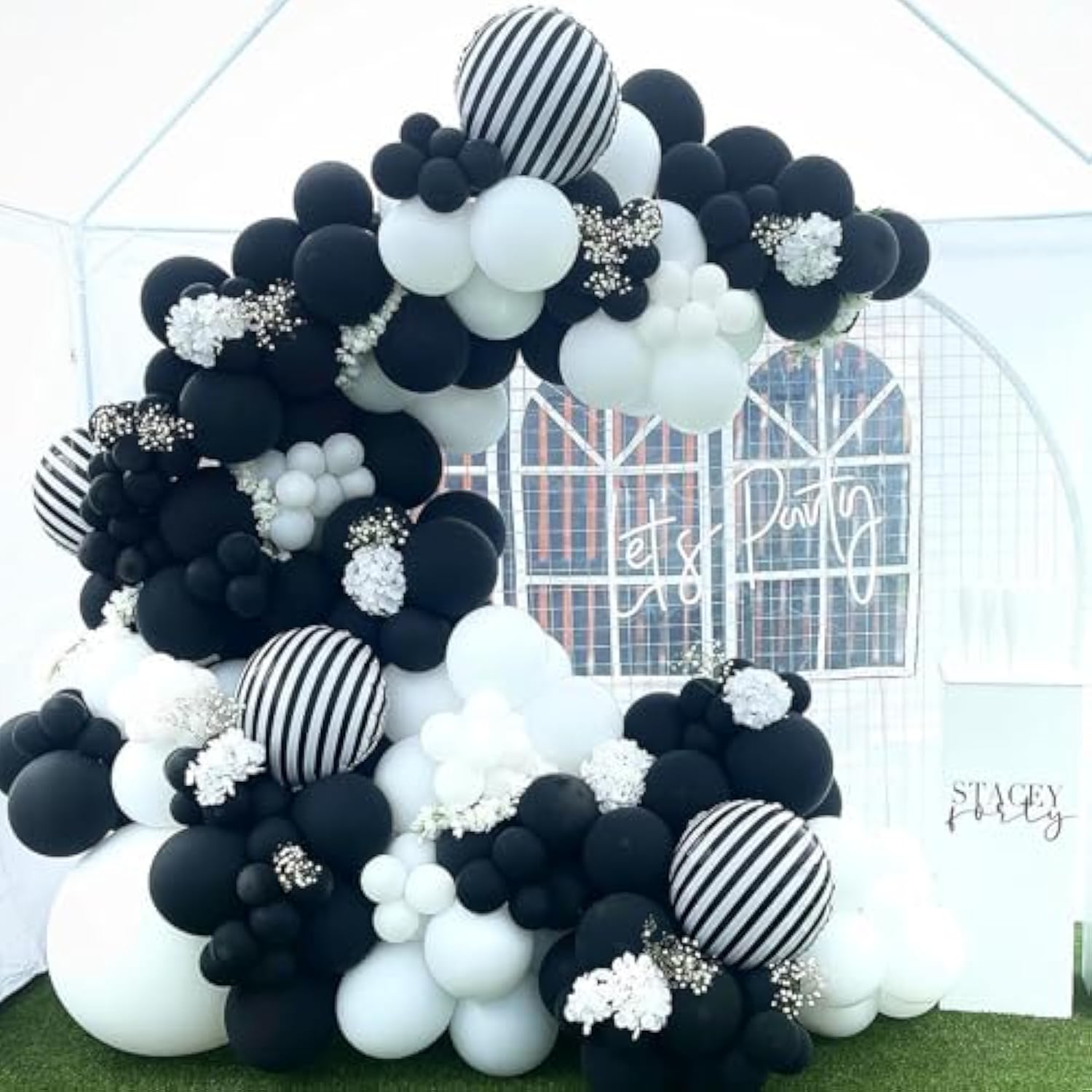 Striped-Balloon Halloween-Balloons 12Pcs 18In Black White Striped Foil Balloons Birthday Party Baby Shower Christmas Ceremony Decoration Supply