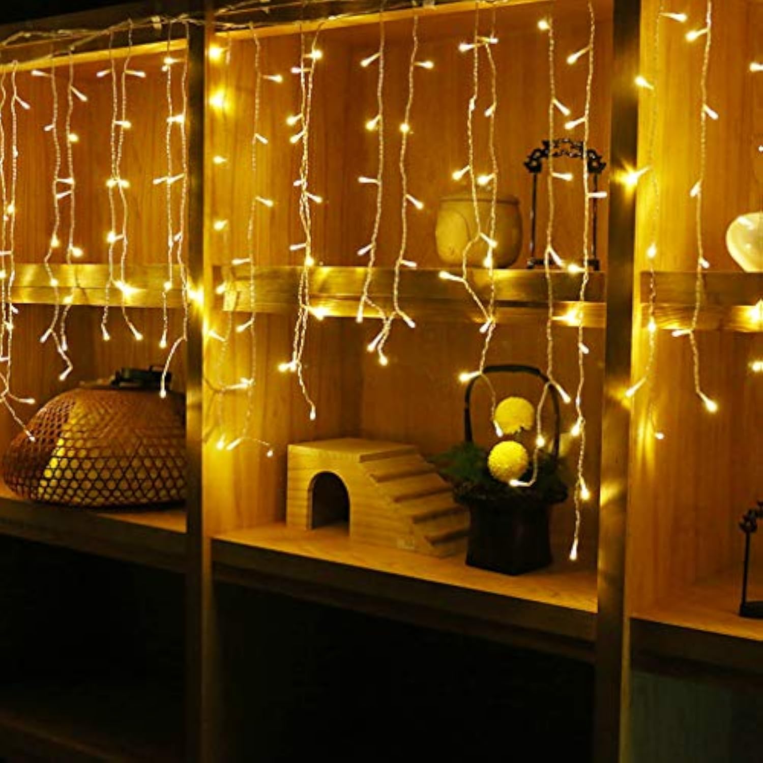 Led Window Curtain String Lights, Gyding Christmas Lcicle Lights 4M/13Ft 96 Led Starry Fairy String Lights Plug In 8 Mod