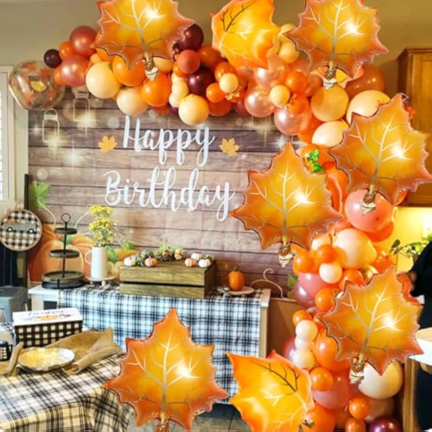10Pcs Fall Maple Leaf Foil Balloons Orange Mylar Autumn Thanksgiving Decor