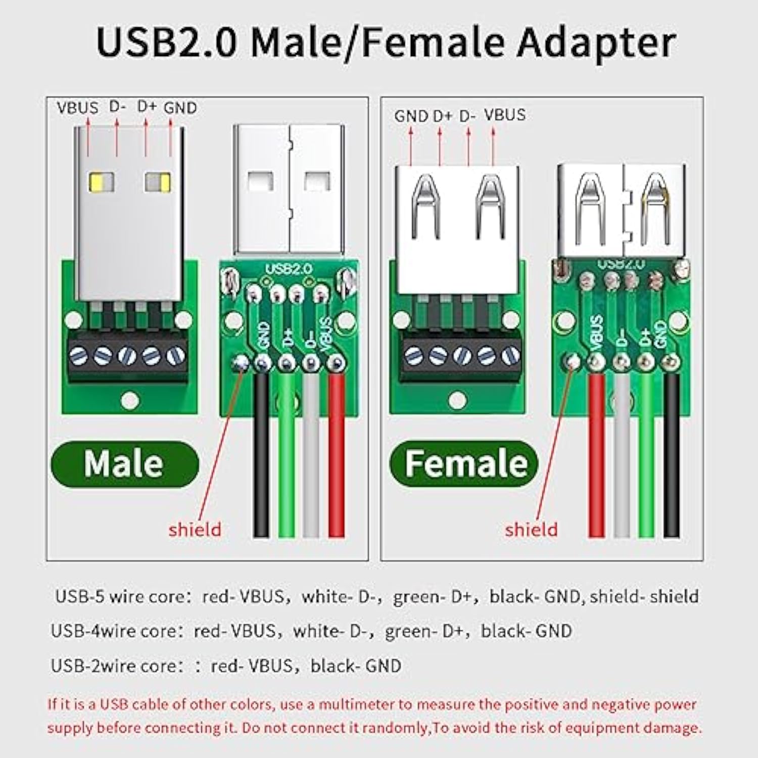 2Pack Usb2.0 Male Adapter Metal Case No Welding Required Usb Breakout Board Co