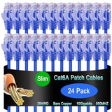 Cat6A Slim Ethernet Patch Cable 1 Ft (24 Pack), Cat6A Patch Cable 28Awg For Da