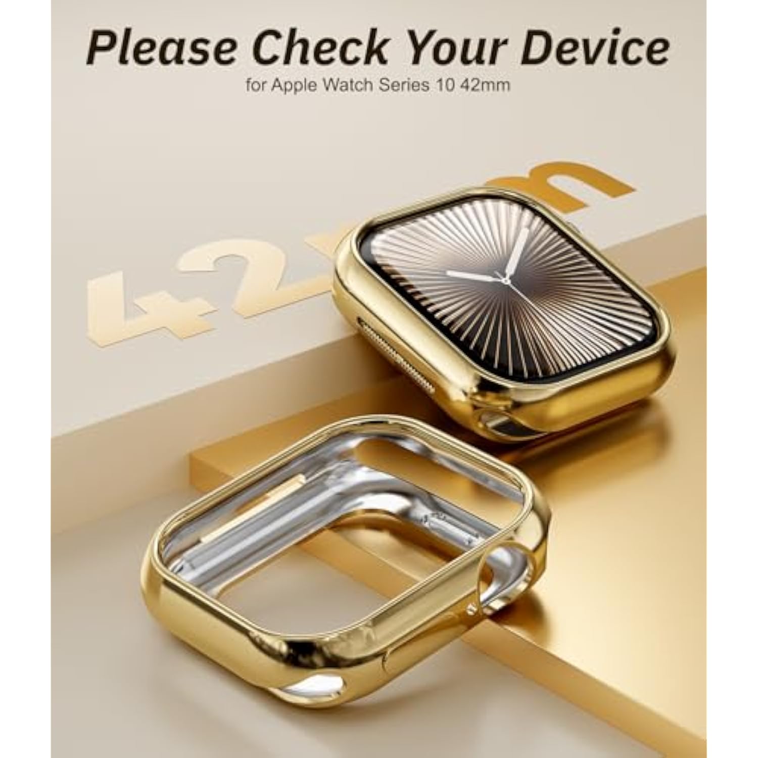 Tpu Protective Case For Apple Watch Series 10 42Mm Case, Lightweight, Soft Skin-Friendly, For Daily & Sports Use [No Screen Protector] Gold