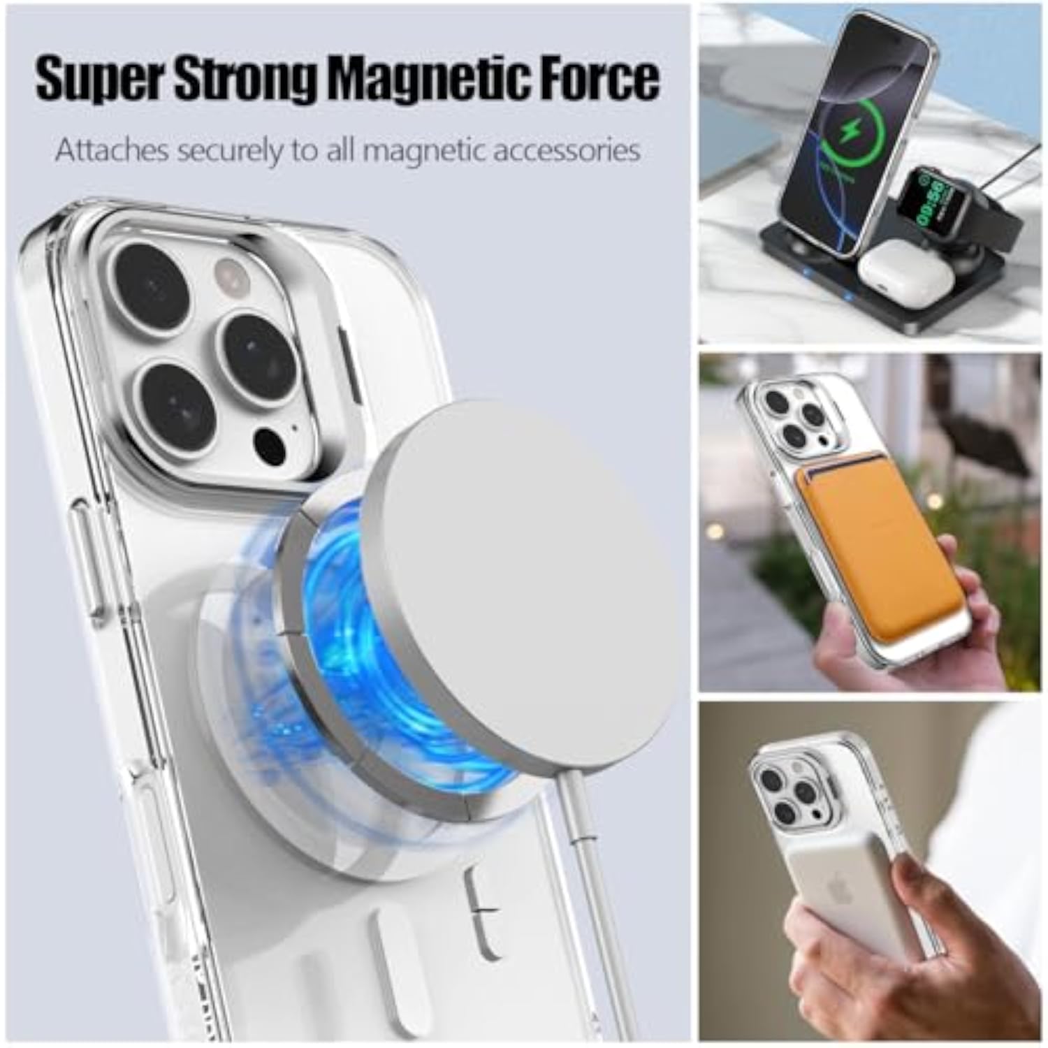 iPhone 16 Pro Clear Case with MagSafe Compatibility, Military Grade Shockproof, Heavy Duty Protective, Adjustable Kickstand, Matte Semi Clear Phone Cover for iPhone 16 Pro