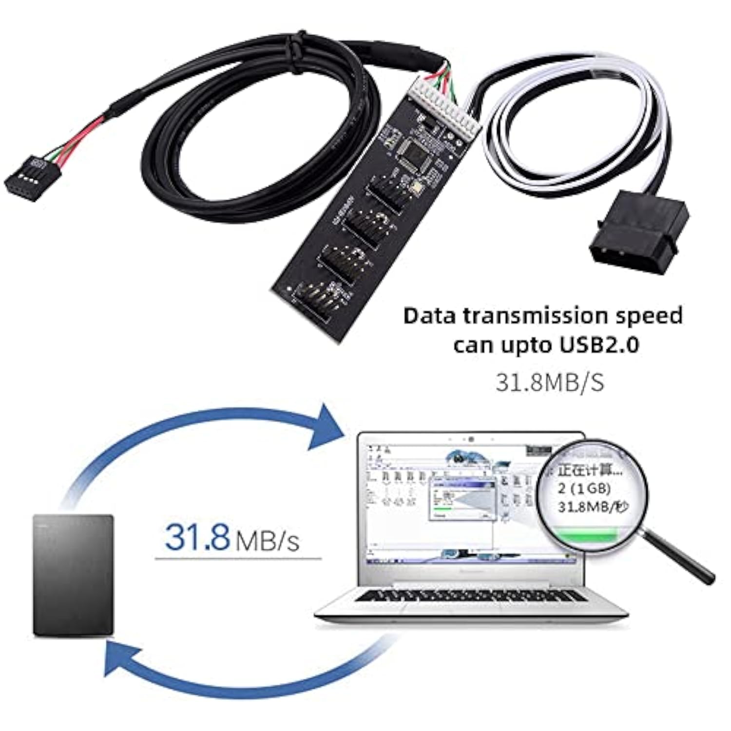 Usb 2.0 9Pin 10Pin Header 1 To 4 Female Splitter Extension Cable Hub With Ide