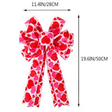 Valentine Tree Topper Bow With Heart Decorations, 11.4”X19.6” Large Red Pink Valentines Wreath Bow Decor For Valentine'S Day Wedding Holiday Party Wall Home Front Door Decorative