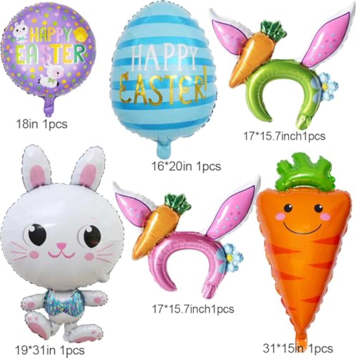 171Pcs Happy Easter Balloon Garland Arch Kit Easter Party Decorations Include Pink Green Balloons,Bunny Carrot Egg Foil Mylar Balloons, Spring Themed Party Supplies
