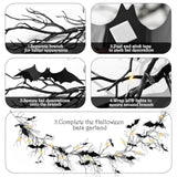 Gothic Halloween Banner: 1Pc Haunted Bat Dark Dead Branch Halloween Party Banner With Led Lights, Decorative Bat Vine Twig Garland Decorations For Home Wall Mantel Doorways Front Decor