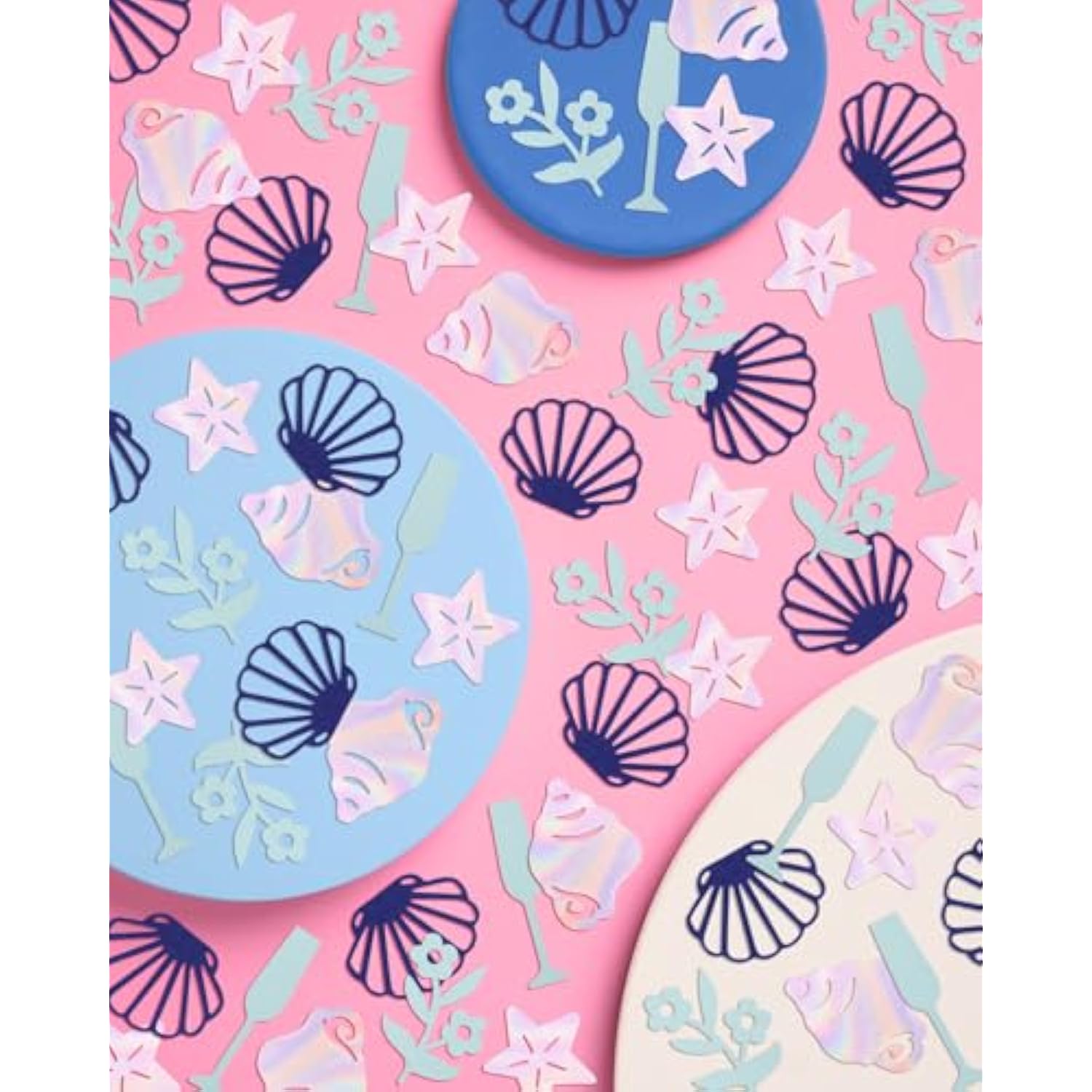 Coastal Party Foil Confetti - 200 Pc | Beach Engagement Party Decoration, Bachelorette Table Decor, Bridal Shower Supplies, Beach Birthday Tablescape