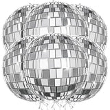 Silver Disco Ball Balloons, 6Pcs 22Inch 4D Metallic Silver Round Foil Balloon With Straw For Disco Party Decorations New Year Eve, Bachelorette, Birthday, Christmas, 70S 80S 90S Retro Party Supplies