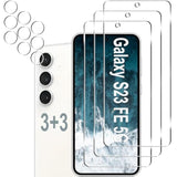 [3+3 Pack] Galaxy S23 Fe Screen Protector + Camera Lens Protector, 9H Hardness, Scratch Resistant, Easy Installation, Bubble Free, Hd Tempered Glass For Samsung Galaxy S23 Fe