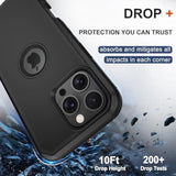 For Iphone 16 Pro Phone Case,Military Grade Drop Protection Cell Phone Cover With Belt Clip Holster Stand,Screen Protector X2 Rugged Shockproof Kickstand For Iphone 16 Pro Case 6.3” (Black)