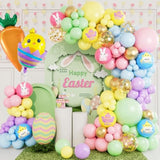 Easter Balloon Garland Arch Kit, Pastel Balloon Arch Macaron Balloons With Chicken Egg Carrot Foil Balloons For Happy Easter Party Birthday Party Supplies Baby Shower Decorations