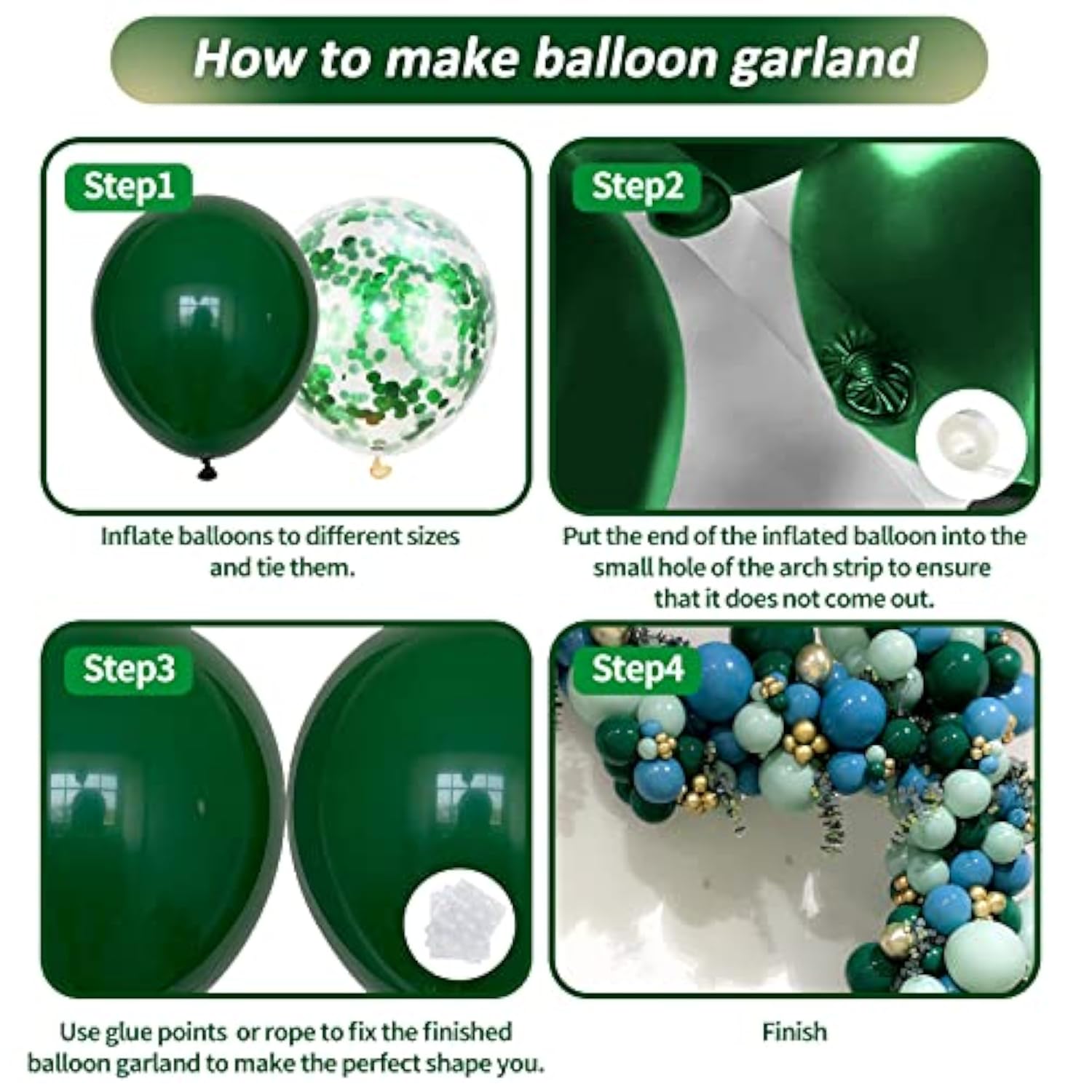Green Balloons Garland Arch Kit 125Pcs Different Sizes 18 12 10 5 Inch
