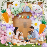Easter Balloon Arch Kit 158Pcs - Pastel Balloons With Bunny, Carrot & Daisy Balloons For Easter Party Decorations, Spring Birthday, Baby Shower
