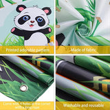 Cartoon panda party backdrop with green bamboo for kids birthday and baby shower