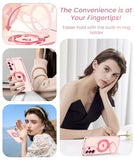 for  Galaxy S26 Cute Love Heart Kickstand Woman Girls Phone Case with Screen Protector: Luxury Plated Gold Edge Slim Soft TPU Full Camera