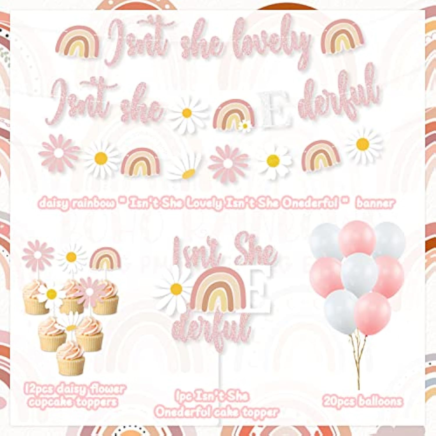 Boho Summer Daisy 1St Birthday Party Decorations, Pink Isn'T She Lovel