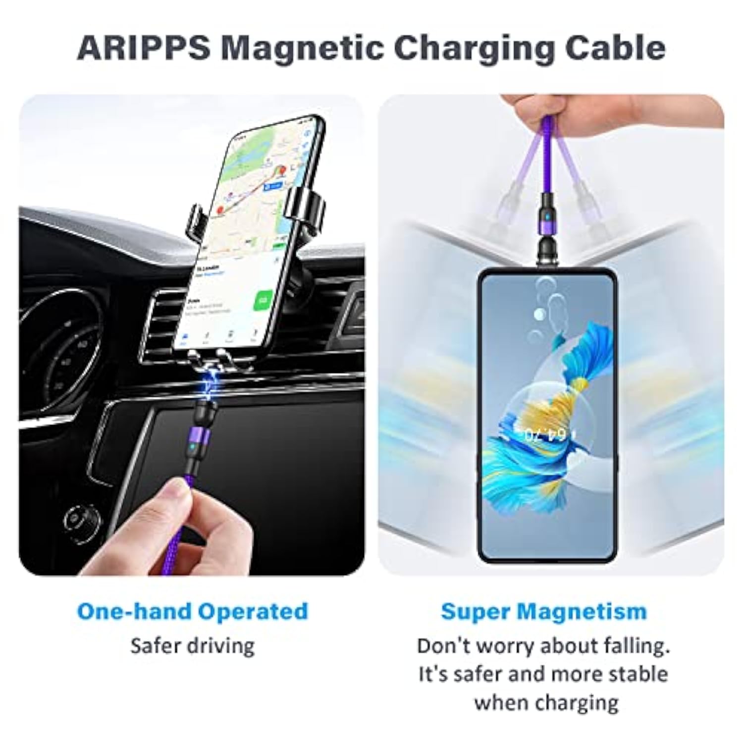 Magnetic Charging Cable 4 Pack (3.3Ft/6.6Ft/6.6Ft/10Ft), 540 Degree Rotating M