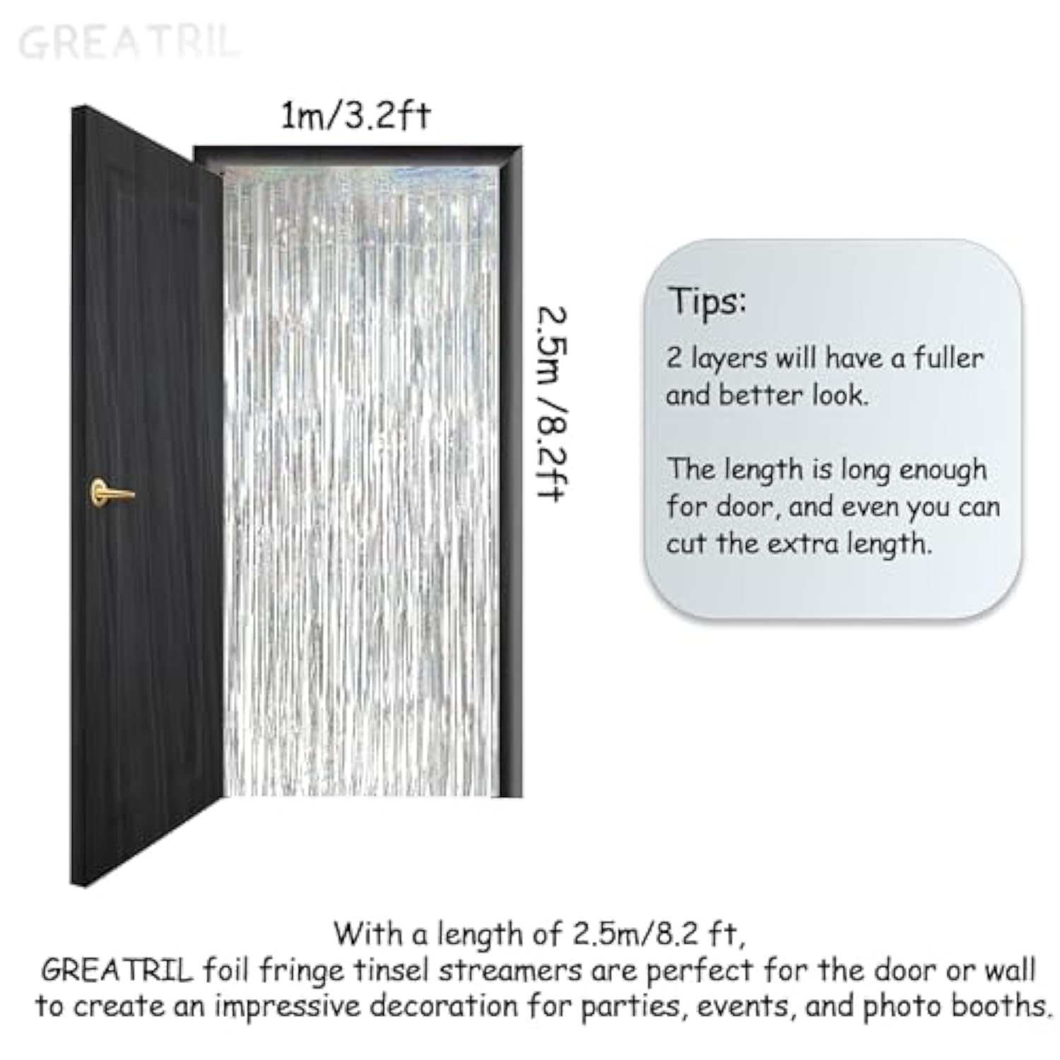 Silver Foil Fringe Tinsel Backdrop 2 Pack Metallic Streamers for Parties