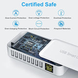 Usb Charging Station, 8-Port 60W/12A Usb Charger Station, Multi Ports Usb-A Charging Hub With Led Display, Compact Desktop Charger For Multiple Devices, Iphone Ipad Samsung Android And Tablet