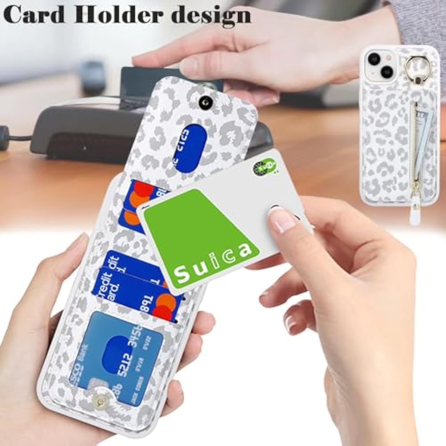 For Iphone 15 Phone Case With Card Holder With Compatible Magsafe Magnetic, Key Chain Pu Leather Flip Kickstand Detachable 2-In-1 Wallet Case For Apple15 Women Men-White Leopard