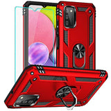 Compatible Phone Case For Samsung Galaxy A03S Case With Hd Screen Protector, Military Grade Protective Cases With Ring For Galaxy A03S (Red)