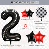 Race Car 2Nd Birthday Party Balloons,Two Fast Letter Banner Balloon 40 Inch Racetrack Number Balloon 2 Black For Boys 2Nd Birthday Decorations,Race Car Theme Party Decorations Supplies 18 Pcs Set