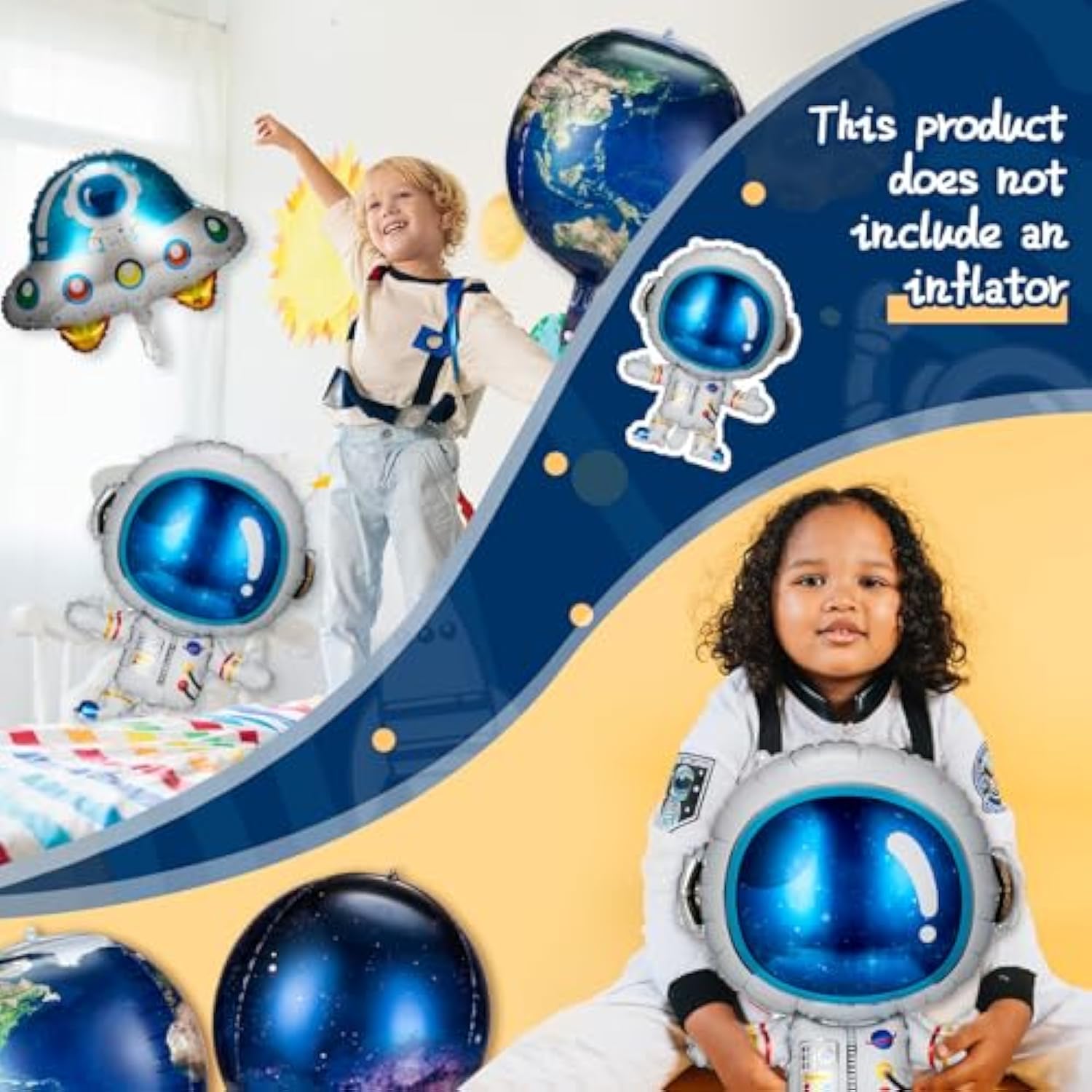 8 Pieces Outer Galaxy Space Balloons Large Inflatable Rocket Astronaut Earth Spaceship Planet Balloons Space Themed Party Supplies For Galaxy Birthday Party Photo Booth