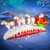 10Ft Christmas Inflatables Outdoor Decorations, Santa Claus With 3 Reindeer Sleigh, Built-In Led Lights Christmas Snowmo