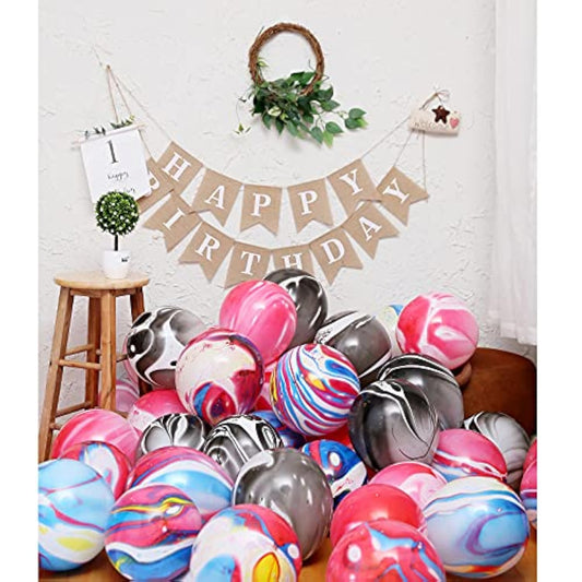 Rainbow Tie Dye Balloons - 50 Pcs 12 Inch Marble Agate Latex Swirl Hippie Party Balloons For Tie Dye & Christmas Birthdays
