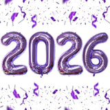 16 Inch Purple 2026 Foil Number Balloons Party Supplies