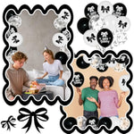 Black Bow Birthday Party Decorations-30Pcs Bow Balloons Happy Birthday Black And White Bow Theme Balloons For Girls Coquette Party Decorations
